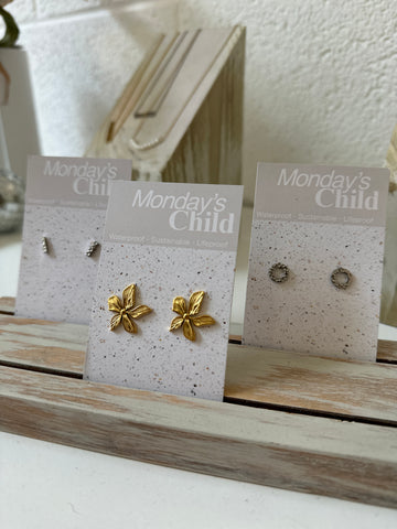 Flossie Earrings | Mondays Child | Waterproof - Sustainable Jewellery 