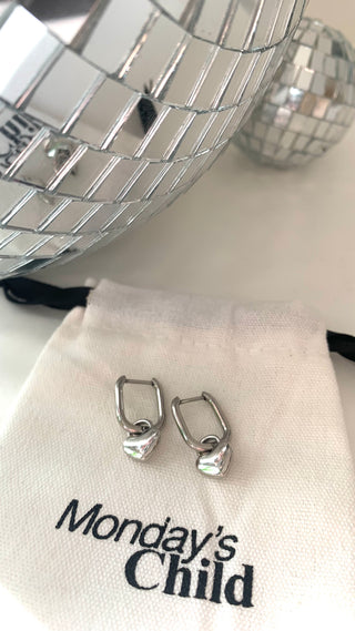 Love Heart Earrings | Mondays Child | Waterproof - Sustainable Jewellery 