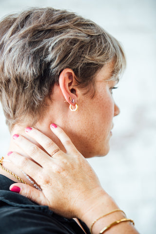 Hex Huggie Earrings | Mondays Child | Waterproof - Sustainable Jewellery  
