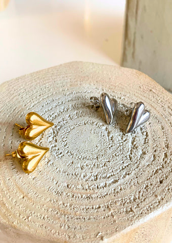 Bea Heart Stud Earrings | Mondays Child | Waterproof - Sustainable Jewellery 