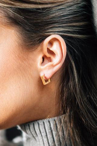 Square Huggie Earrings | Mondays Child | Waterproof Jewellery