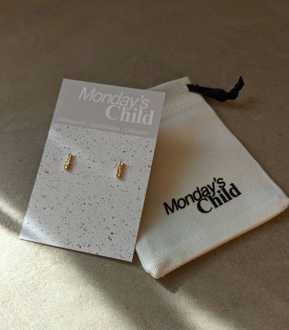 Hammered Stud Earrings | Mondays Child | Waterproof - Sustainable Jewellery 
