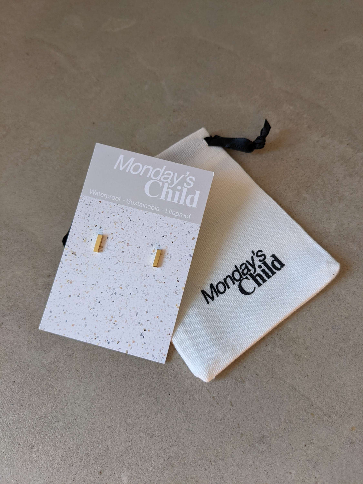 Bar Stud Earrings | Mondays Child | Waterproof - Sustainable Jewellery 